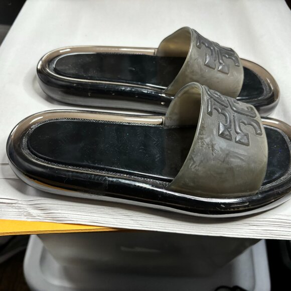 Pre-worn MINT Tory Burch Women's Size 6 Black Bubble Jelly Sandals - Picture 6 of 9